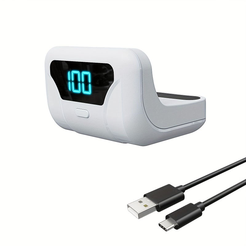 التصميم الخفيف والمضغوط بحجم 1×1 يجعله سهل الحمل لعلبة الشحن الخاصة بـ PS5 وجهاز التحكم DualSense Edge، مما يضيف 8 ساعات من وقت اللعب النشط لتجربة لعب متواصلة. ملحق رائع لوحدة تحكم PS5 باللون الأبيض. - Image 2