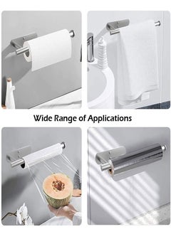 Gerenic Stainless Steel Kitchen Paper Towel Holder, Dispenser Under Cabinet Cupboard, Wall Mount Paper Roll, Bathroom Toilet Tissue Shelf, Hanging Towel Rack Hanger, Self Adhesive or Drilling, Silver 13 inch  - Image 3