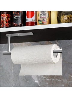 Gerenic Stainless Steel Kitchen Paper Towel Holder, Dispenser Under Cabinet Cupboard, Wall Mount Paper Roll, Bathroom Toilet Tissue Shelf, Hanging Towel Rack Hanger, Self Adhesive or Drilling, Silver 13 inch  - Image 4