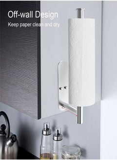 Gerenic Stainless Steel Kitchen Paper Towel Holder, Dispenser Under Cabinet Cupboard, Wall Mount Paper Roll, Bathroom Toilet Tissue Shelf, Hanging Towel Rack Hanger, Self Adhesive or Drilling, Silver 13 inch  - Image 5