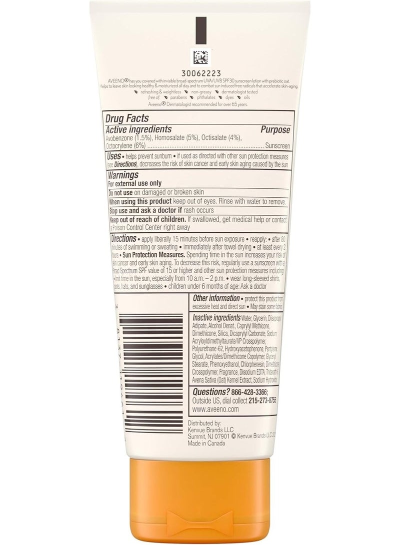 Aveeno Protect + Hydrate Moisturizing Sunscreen Lotion with Broad Spectrum SPF 30 & Prebiotic Oat, Weightless Sweat & Water-Resistant Full Body Sunscreen, Oxybenzone-Free, 3.0 fl. oz - Image 2