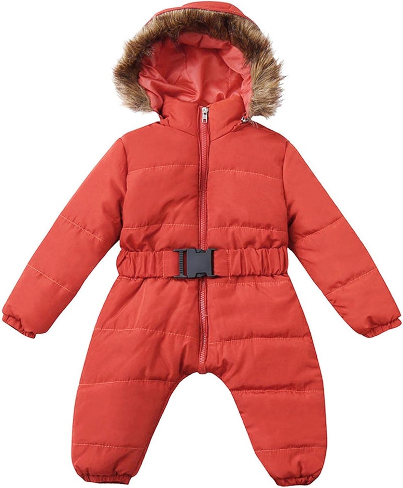 cheekyglo Toddler Baby Boy Girl Coat Jumpsuit with Faux Collar Hood, Warm Infant Baby Winter Infant Jacket Outerwear - Image 3