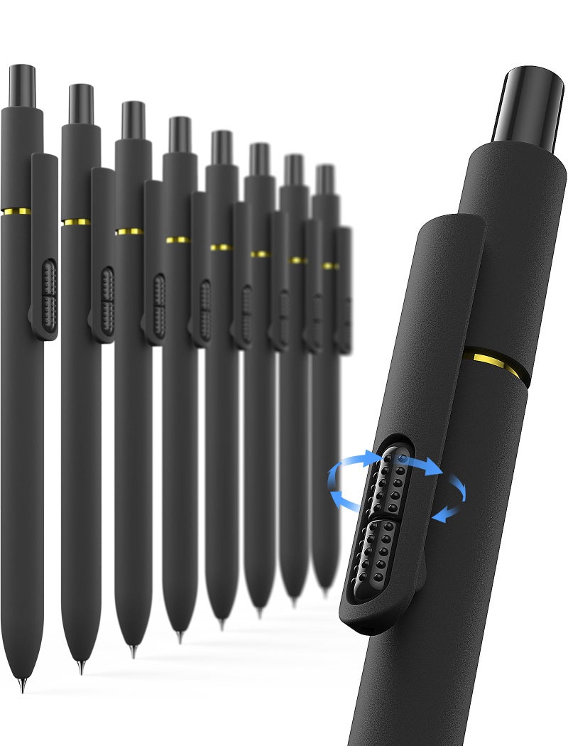 Hiacry 8 Pcs Gel Pens - 0.7mm Fine Point Smooth Writing Black Ink, Quick-Dry Long Lasting Fidge Pens, School & Office Supplies for Men Women (8 Count, Black Ink) - Image 1