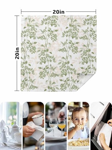 Jolunifun Sage Green Leaves Cloth Napkins Set of 6 - Washable Dinner Napkins Reusable Table Napkins for Home Party Weeding Dining Table Setting Decoration,Oversized 20"x20" Wildflower Herbs Floral Spring Summer - Image 5