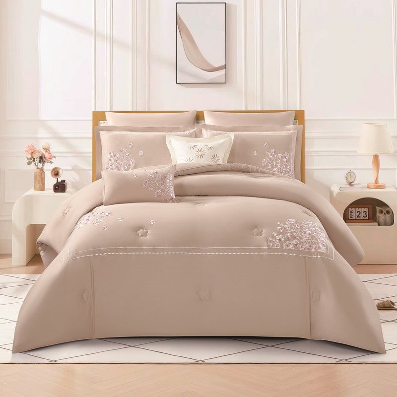 ليفور مفرش صيفي قطن 100% فاخر مناسب لمقاس سرير مزدوج 200 x 200 cm سم من ليفوري مكون من 8 قطع 250 غرزة - Image 1