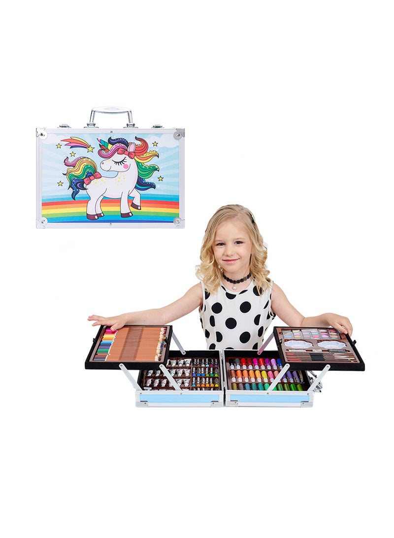 كيدل مجموعة رسم فنية مكونة من 200 قطعة من علبة هدايا من الألومنيوم للبنات والأولاد - Image 1