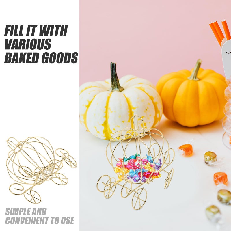 Veemoon 6PCS Pumpkin Carriage Candy Box,Halloween Pumpkin Carriage Gold Wire Candy Box - Decorative Tabletop Centerpiece for Anniversary Wedding Birthday Halloween Party - 4.7 X 4.3 X 1.9 Inch - Image 4