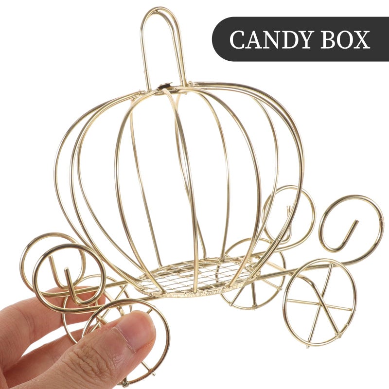 Veemoon 6PCS Pumpkin Carriage Candy Box,Halloween Pumpkin Carriage Gold Wire Candy Box - Decorative Tabletop Centerpiece for Anniversary Wedding Birthday Halloween Party - 4.7 X 4.3 X 1.9 Inch - Image 3