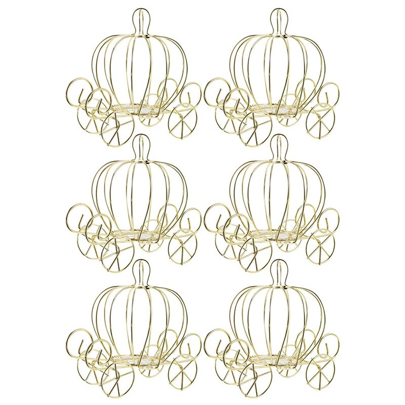 Veemoon 6PCS Pumpkin Carriage Candy Box,Halloween Pumpkin Carriage Gold Wire Candy Box - Decorative Tabletop Centerpiece for Anniversary Wedding Birthday Halloween Party - 4.7 X 4.3 X 1.9 Inch - Image 1