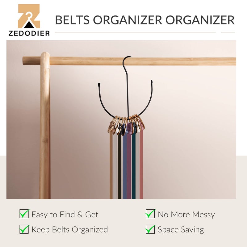 Zedodier Belt Hangers  Belt Rack Black Closet Accessories Organizers  Closet Organizer Hook Rack For Belt  Ties  Scarves  Camisoles  Hats  Bras  Shoes - Image 2