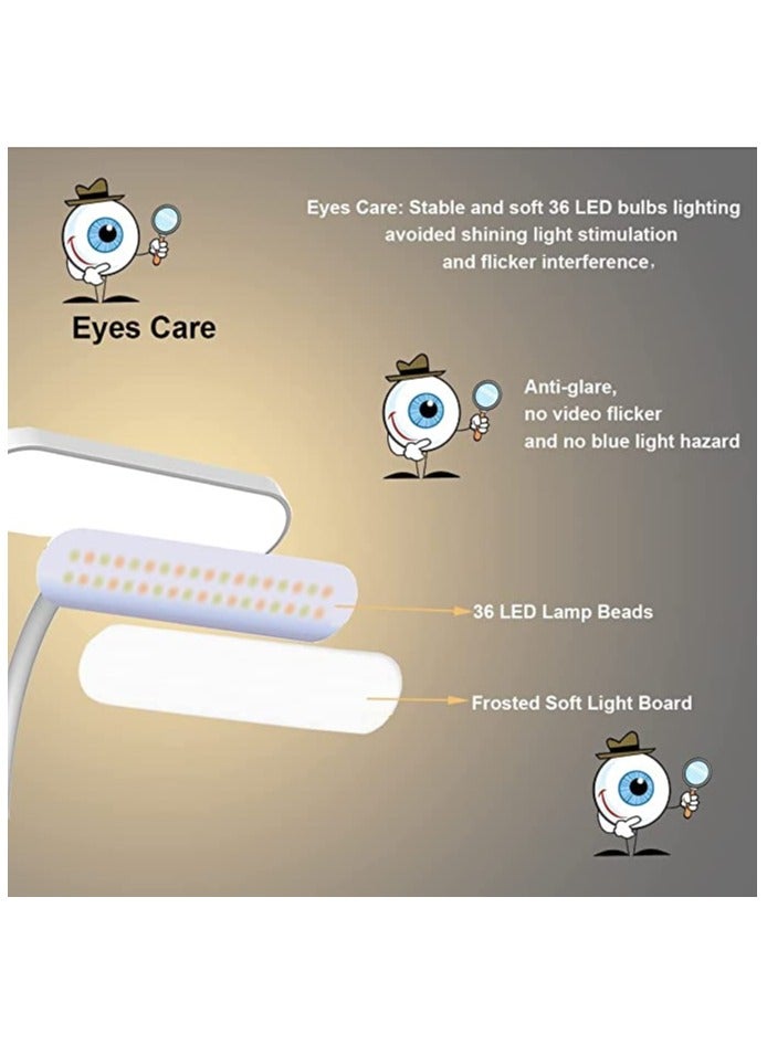 USB Desk Lamp with 36 LED, 5 Color Modes & Brightness Levels, Eye Protection Clip-On Light for Reading, Video Conferencing, and Bedside Use (White) - Image 5
