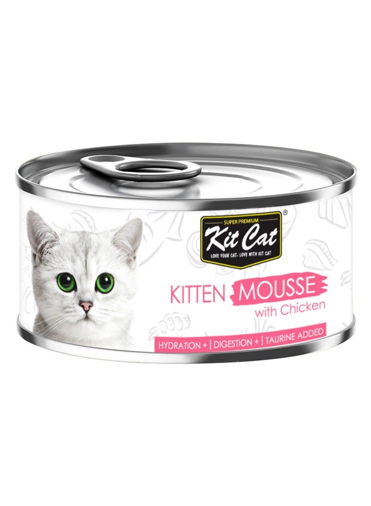 كيت كات 24 قطعة من طعام القطط الرطب بنكهة موس الدجاج للقطط الصغيرة من كيت كات، علب 80 جرام - Image 2
