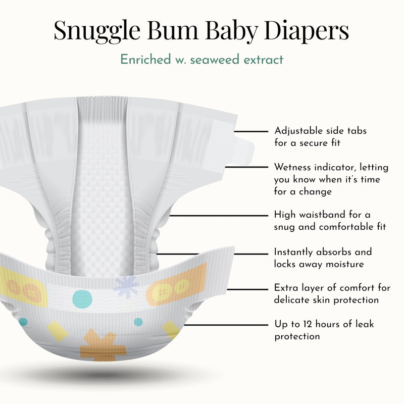 Evolur Snuggle Bum Baby Diapers - Size 1, 216 Count, for Newborns (6.6 lbs - 13 lbs), Ulta Absorbent Diapers Newborn Baby - Image 5