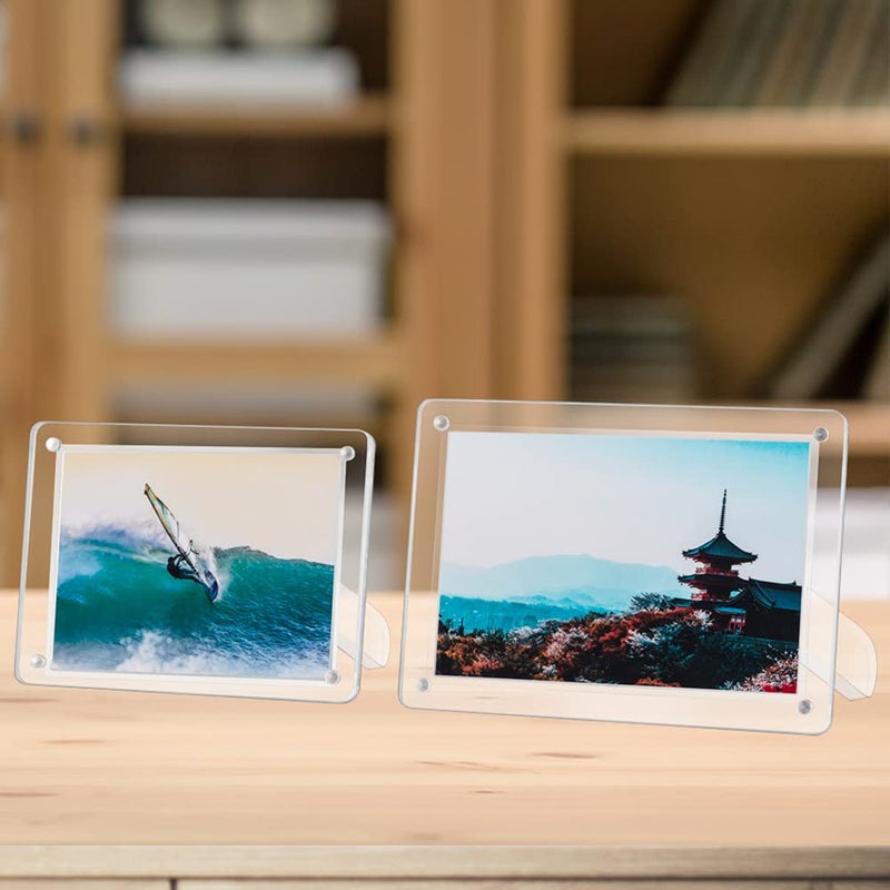 ECOSEAO 6x8 Minimalist Picture Frame Acrylic Glass Photo Frame with Desktop Display Horizontally or Vertically - Image 5