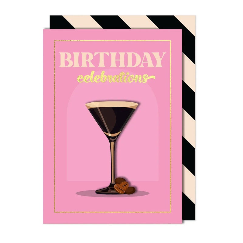Tache Birthday Greeting Card Blank Inside, Coffee Cocktail Inspired Design - Image 1