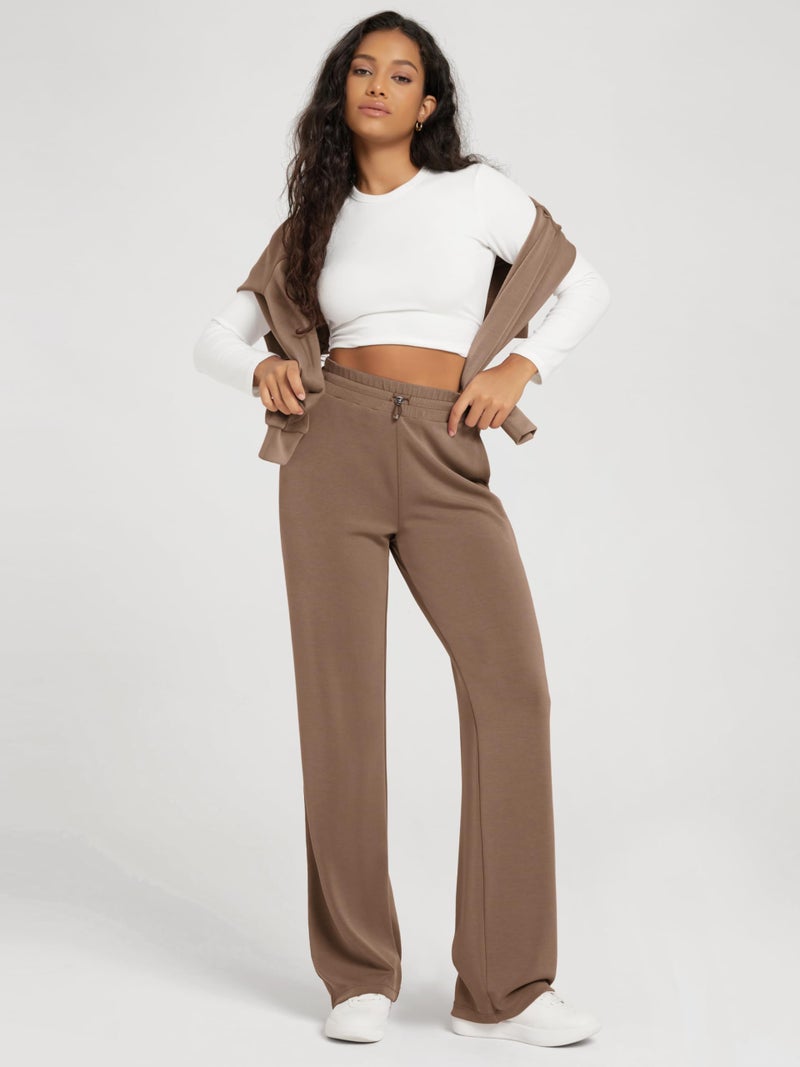 ODODOS Women's Modal Soft Wide Leg Pants with Pockets Adjustable Shockcord High Waist Casual Lounge Pants-29 Inseam, Nutria, X-Small - Image 5