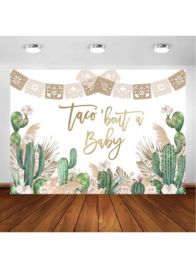 Avezano Taco 'Bout A Boho Fiesta Party Decoration Photography Background Cactus Taco Pampas Grass Gender Neutral Baby Shower Backdrops Photoshoot (7X5Ft) - Image 1