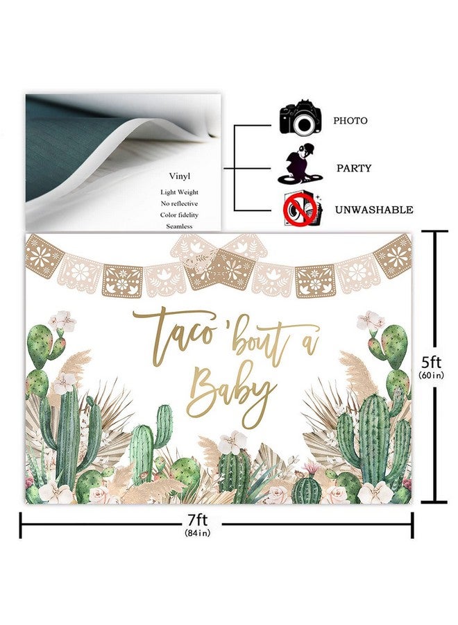 Avezano Taco 'Bout A Boho Fiesta Party Decoration Photography Background Cactus Taco Pampas Grass Gender Neutral Baby Shower Backdrops Photoshoot (7X5Ft) - Image 3