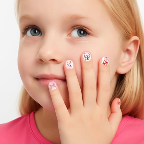 Allstarry Nail Stickers for Kids, 15 Sheets Kids Nail Stickers for Girls Self-Adhesive Nail Decals Cute Animal Fruit Bow Flower Heart Star Sticker Birthday Christmas Gift - Image 4