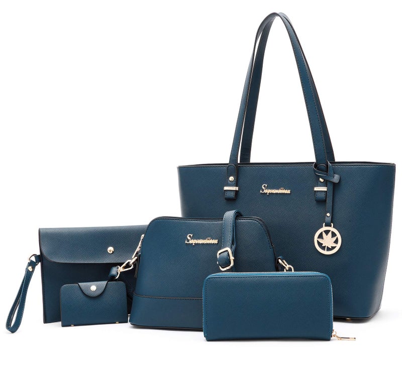 Soperwillton Handbag for Women Wallet Tote Bag Shoulder Bags Top Handle Satchel 5pcs Purse Set - Image 1
