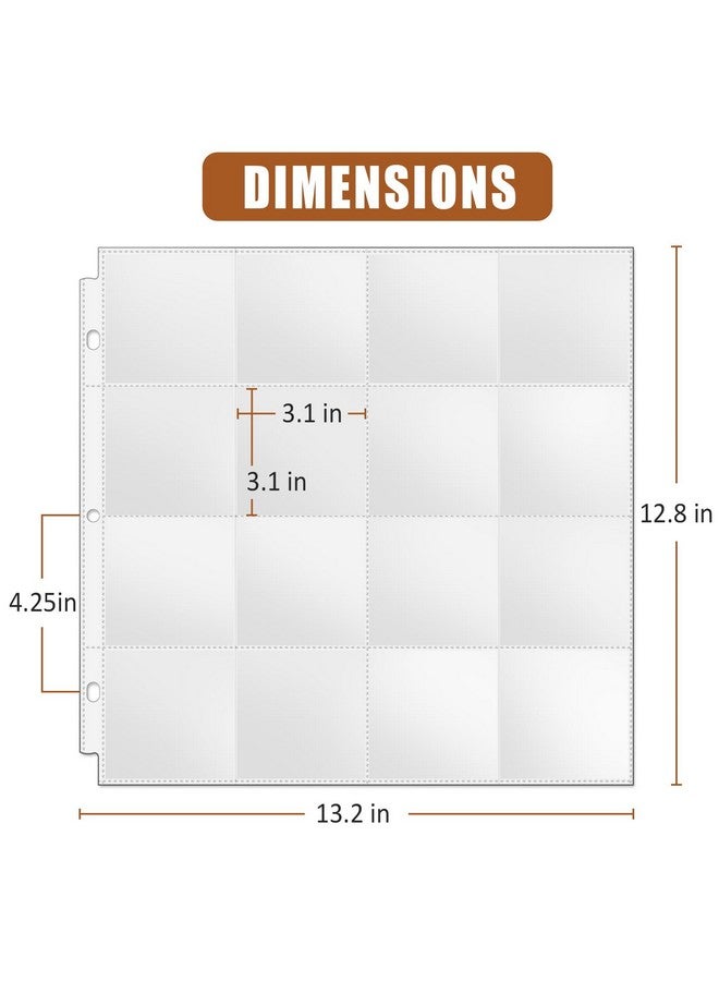 tutata 3x3 Photo Sleeves, 16-Pocket Scrapbook Refill Pages, Page Protectors Fit 12x12 3 Ring Album Binder, 25 Pack - Image 2