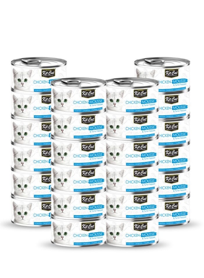 Kit Cat 24PC's Kit Cat Chicken Mousse with Tuna Topper Wet Cat Food 80g Cans - Image 1