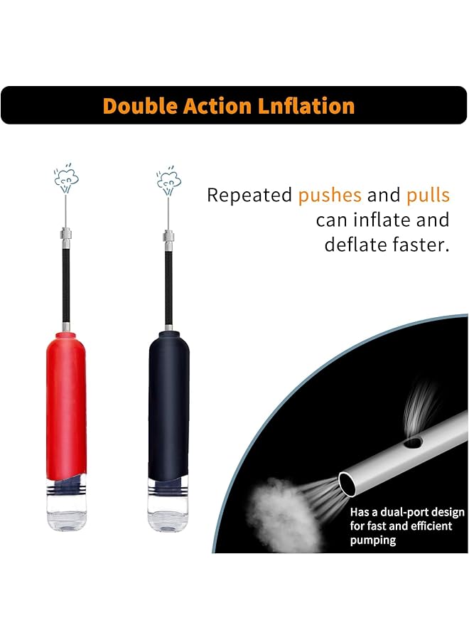 إيروريكس طقم مضخة هواء محمولة مكون من قطعتين مع فوهة إبرة وخرطوم تمديد لكرات السلة وكرات الرجبي والسباحة وإطارات الدراجات باللونين الأسود والأحمر - Image 4