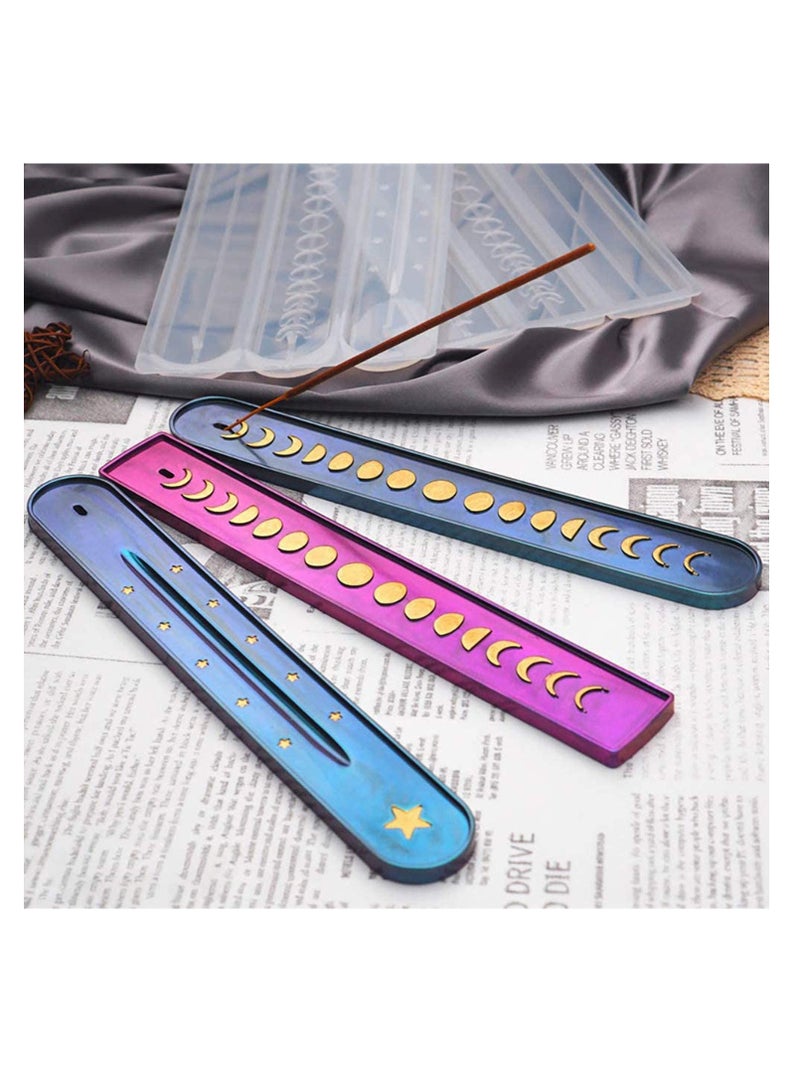 Excefore Incense Holder Resin Molds Moon Phase Incense Burner Container Epoxy Resin Casting Mold Incense Sticks Ashes Catcher Mold - Image 3