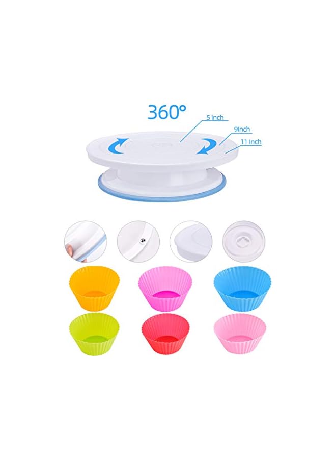 S-TOP Cake Decorating Tools Supplies Kit, 106 Pcs Baking Tips Set 11 Inch Rotating Turntable Stand-Cake Server Knife Set-48 Numbered Icing Pastry And More Acces - Image 2