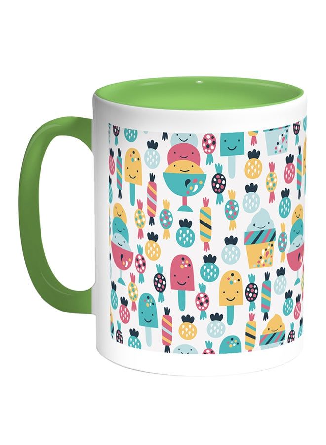 RKN Desserts Fees Printed Coffee Mug White/Green 11ounce - Image 2