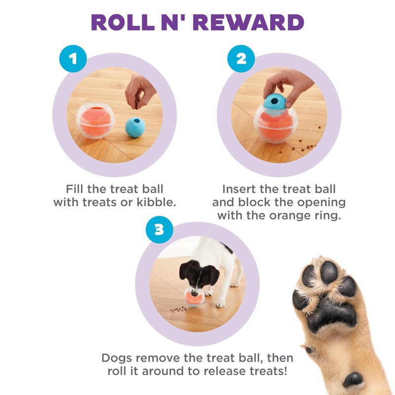 Outward Hound Nina Ottosson Topsy Treat Ball Dog Puzzle Interactive Treat Puzzle Dog Enrichment Dog Toy, Level 1 Beginner, Orange - Image 4