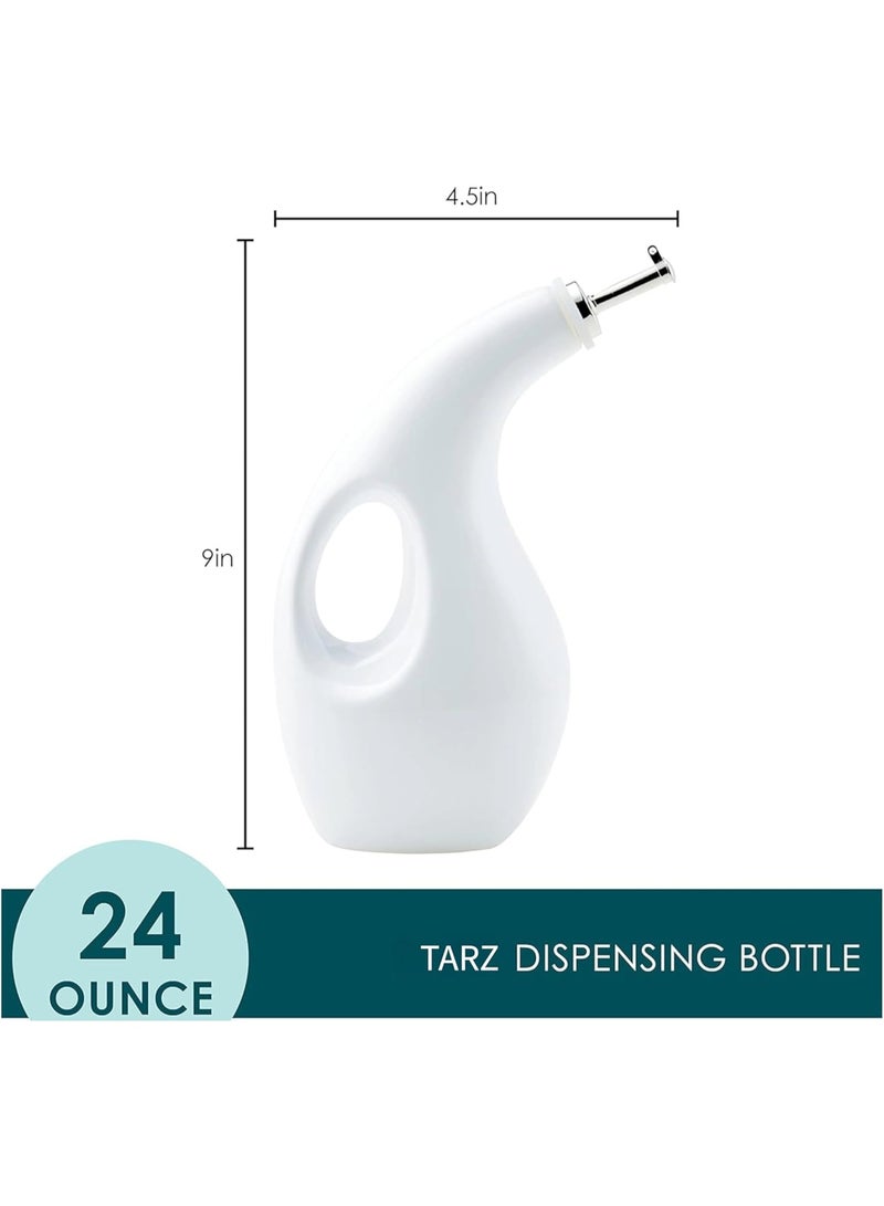 TARZ Ceramic Olive Oil Dispenser Bottle Coffee Syrup Dispenser wIth Pourer Vinegar Dispenser set Cooking Oil Container Bottles for Stylish Homes 24 Oz - Image 2