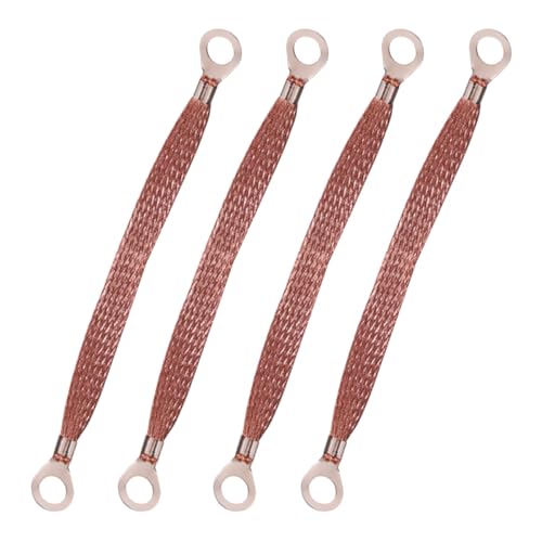 ZIMISI Universal Automotive Ground Straps 12 x 05 Grounding Strap with Ring Terminals Flat Braided Copper Car Engine Ground Strap Vehicle Ground Wire Kit for Most Cars 4PCS - Image 1