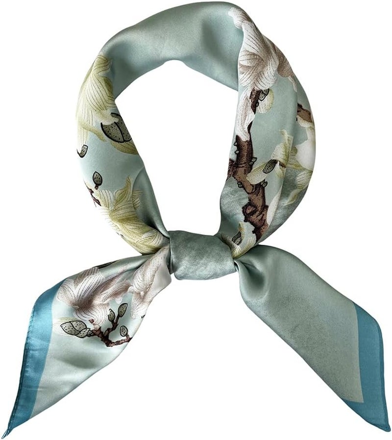 FONYVE Silk Feeling Scarf Medium Square Satin Head Scarf for Women 27.5 × 27.5 inches - Image 1