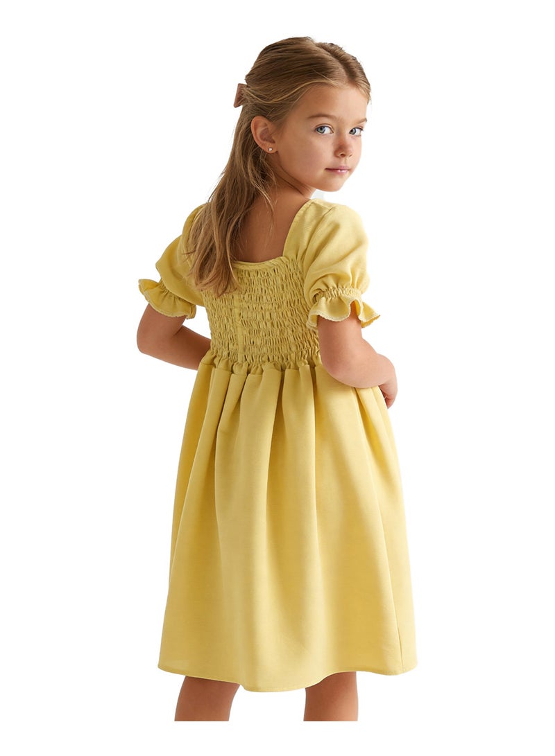 Andora Girls Slip On Elastic Dress - Yellow - Image 3