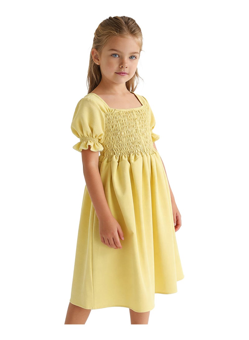 Andora Girls Slip On Elastic Dress - Yellow - Image 4