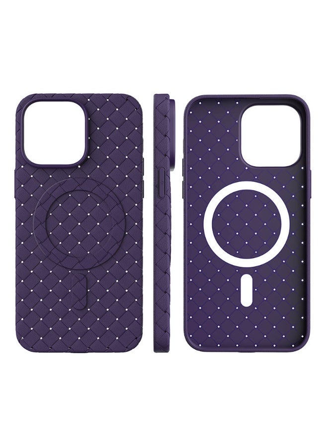 جراب لهاتف 16برو ماكس ، مصنوع من نسيج كامل، ملمس الجلد، أداة مبتكرة تجمع بين الحماية القصوى والتصميم الأنيق، باستخدام مواد عالية الجودة وتقنيات متقدمة، اللون: (بنفسجي) - Image 1
