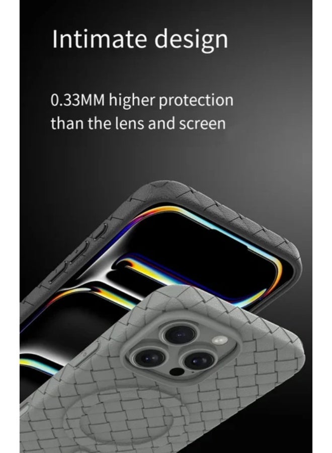 جراب لهاتف 16برو ماكس ، مصنوع من نسيج كامل، ملمس الجلد، أداة مبتكرة تجمع بين الحماية القصوى والتصميم الأنيق، باستخدام مواد عالية الجودة وتقنيات متقدمة، اللون: (بنفسجي) - Image 4