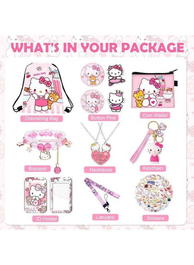 HASTHIP HASTHIP® 12Pcs Kawaii Sanrio Stuff Kitty School Supplies Set, Hello Kitty Sanrio Stationery Set with Drawstring Bag Coin Wallet Bracelet Keychain Necklaces Button Pins Stickers Lanyard for Kids Adults  - Image 4