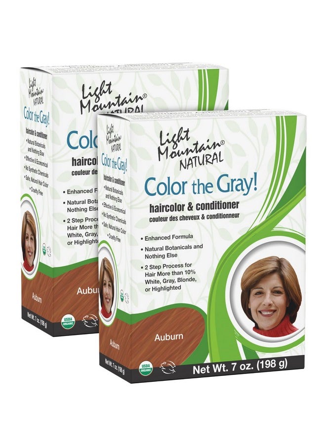 Light Mountain Light Mountain Henna Hair Color & Conditioner, Color the Gray - Auburn Hair Dye for Men/Women, Chemical-Free, Semi-Permanent Hair Color for White, Gray, and Blonde Hair, 7 Oz (Pack of 2)  - Image 1