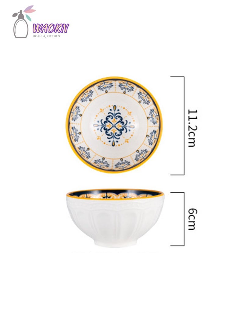 دبليو أيه أو كي أن مجموعة من 6 أوعية حبوب بورسلين ملونة، أوعية حبوب بورسلين ملونة سعة 300 مل، أوعية حلوى بورسلين ملونة، أوعية سلطة صغيرة ملونة، وعاء سيراميك بورسلين ملون للموسلي والمعكرونة والسلطة والحساء - Image 2