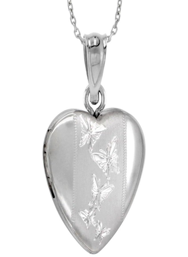 سابرينا سيلفر قلادة فراشة صغيرة من الفضة الإسترليني عيار 925 للنساء، على شكل قلب، طولها 18 بوصة (RL_30H) - Image 3