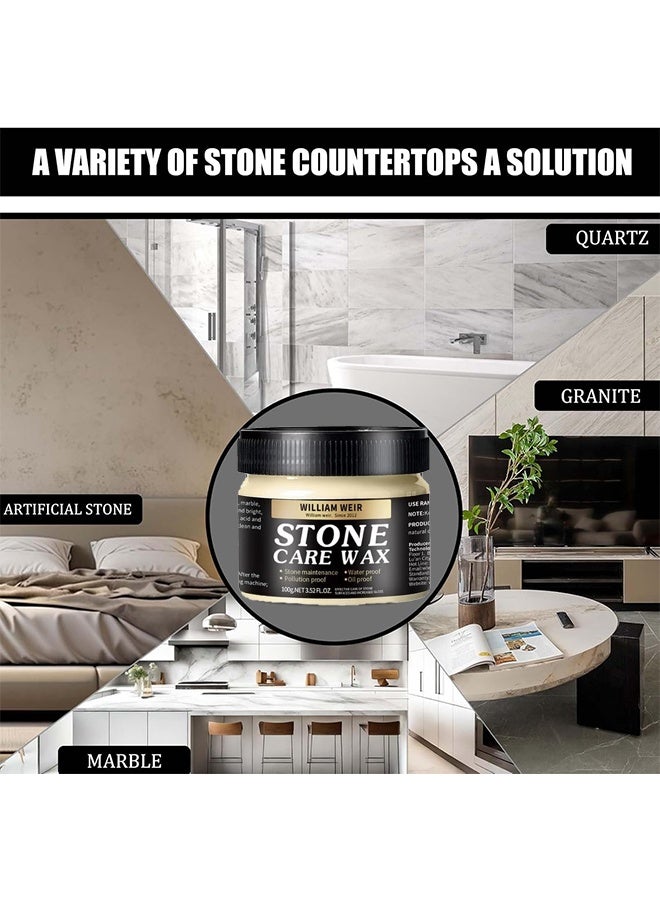 ويليام وير الحجر الرعاية الشمع، بلاط الماء الرعاية المنظف، الحجر الرعاية الشمع معجون السيراميك، الحجر الحماية الصيانة نمط تلميع الشمع للأرضية - 100g - Image 5