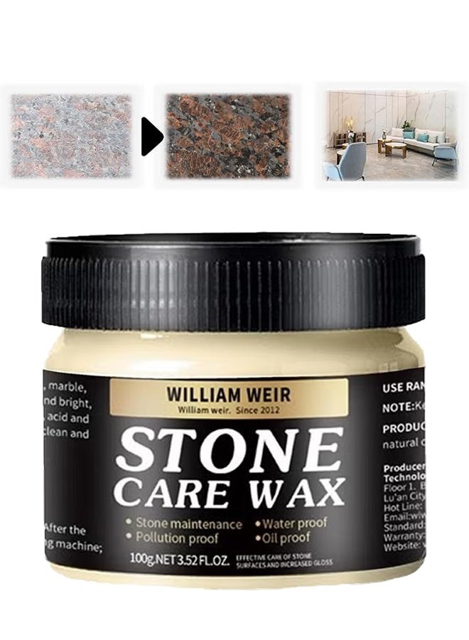 ويليام وير الحجر الرعاية الشمع، بلاط الماء الرعاية المنظف، الحجر الرعاية الشمع معجون السيراميك، الحجر الحماية الصيانة نمط تلميع الشمع للأرضية - 100g - Image 1