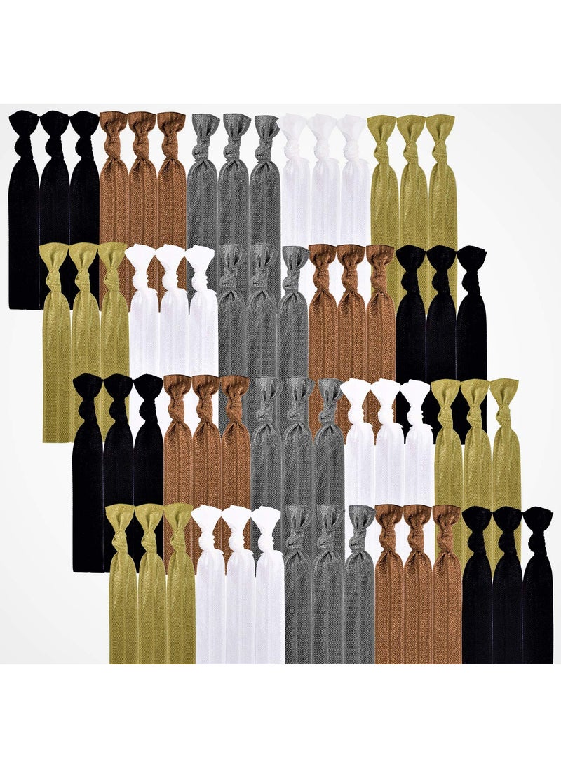 79STYLE 79STYLE 100pcs Neutral Color Elastic Ribbon Hair Ties No Crease Knotted Ponytail Holders Fabric Hair Ties For Women Fine Curly Hair Neutral Colors 
