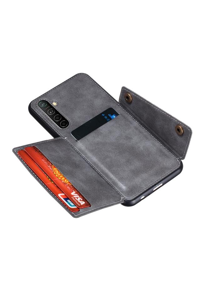 S-TOP Case For OPPO Realme XT Shockproof Magnetic PU + TPU Protective Case with Card Slots - Image 5