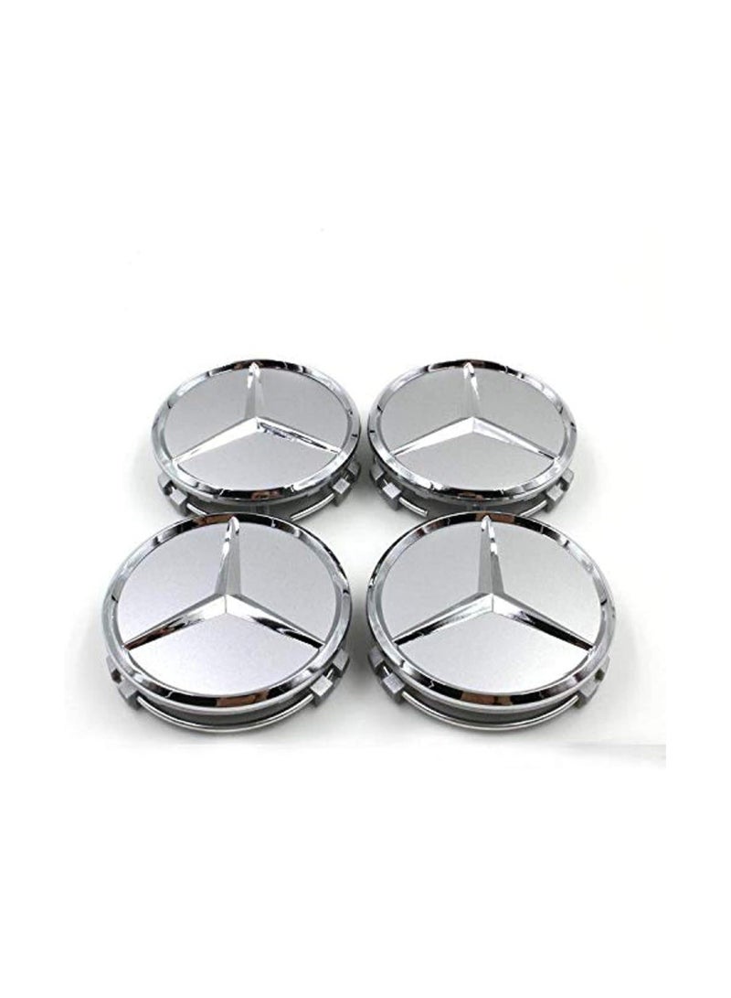 Generic Premium Silver Wheel Center Cap Set For Mercedes - Image 1
