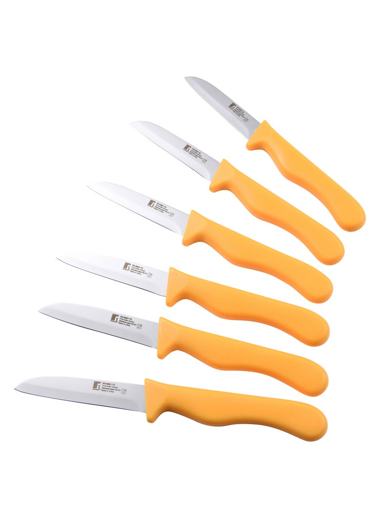 BERGNER 6-Piece Stainless Steel Fruit Knife Set Yellow/Silver - Image 1