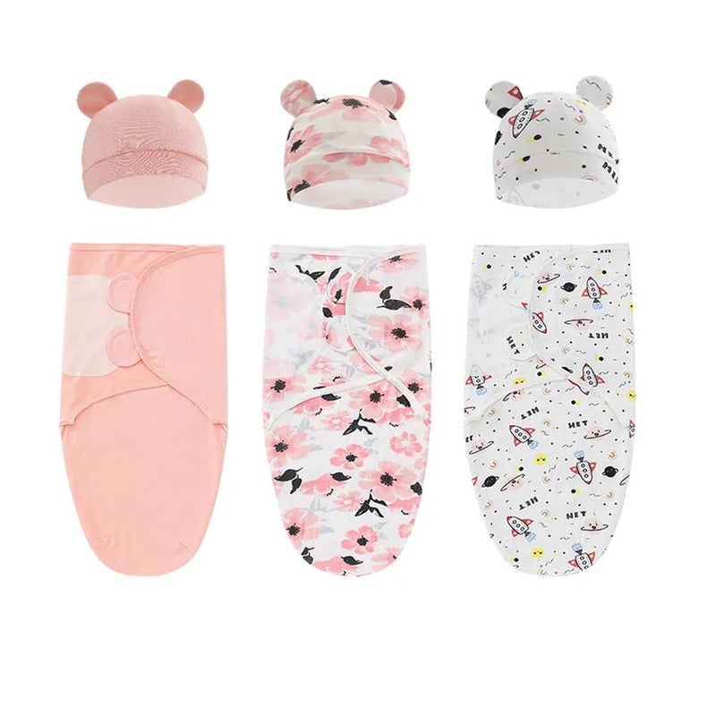 Bluejw New Spring Organic Cotton Baby Swaddle Blanket Set (Newborn) - Adjustable Infant Sleep Sack Wrap with Hat - Perfect for Swaddlers - Image 2