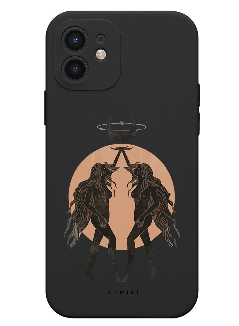 Theodor Protective Slim Fit Case Liquid Silicone Cover with Full Body Protection Anti-Scratch Shockproof Case For iPhone 12 Black  - FORZA202 Smiley - Image 1